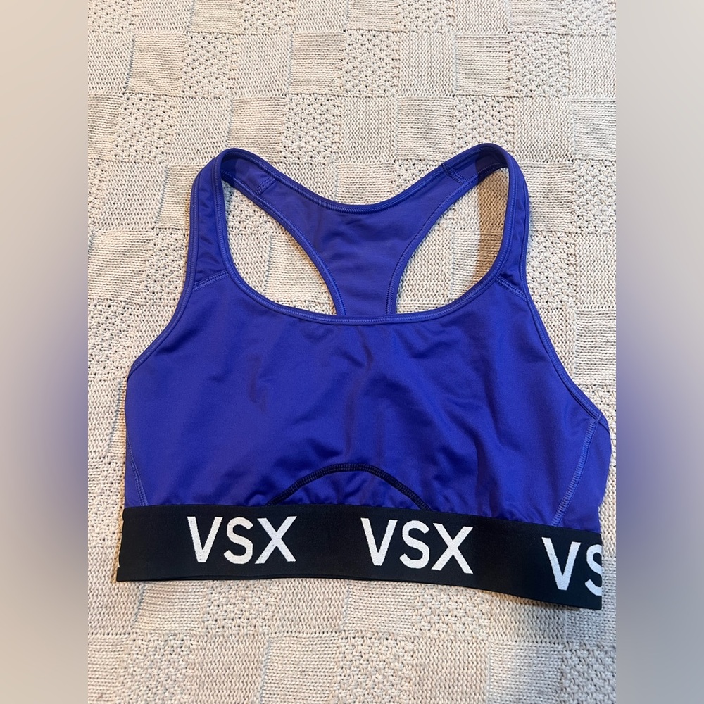 VSX Royal Purple Racerback Sports Bra with Black Elastic Band